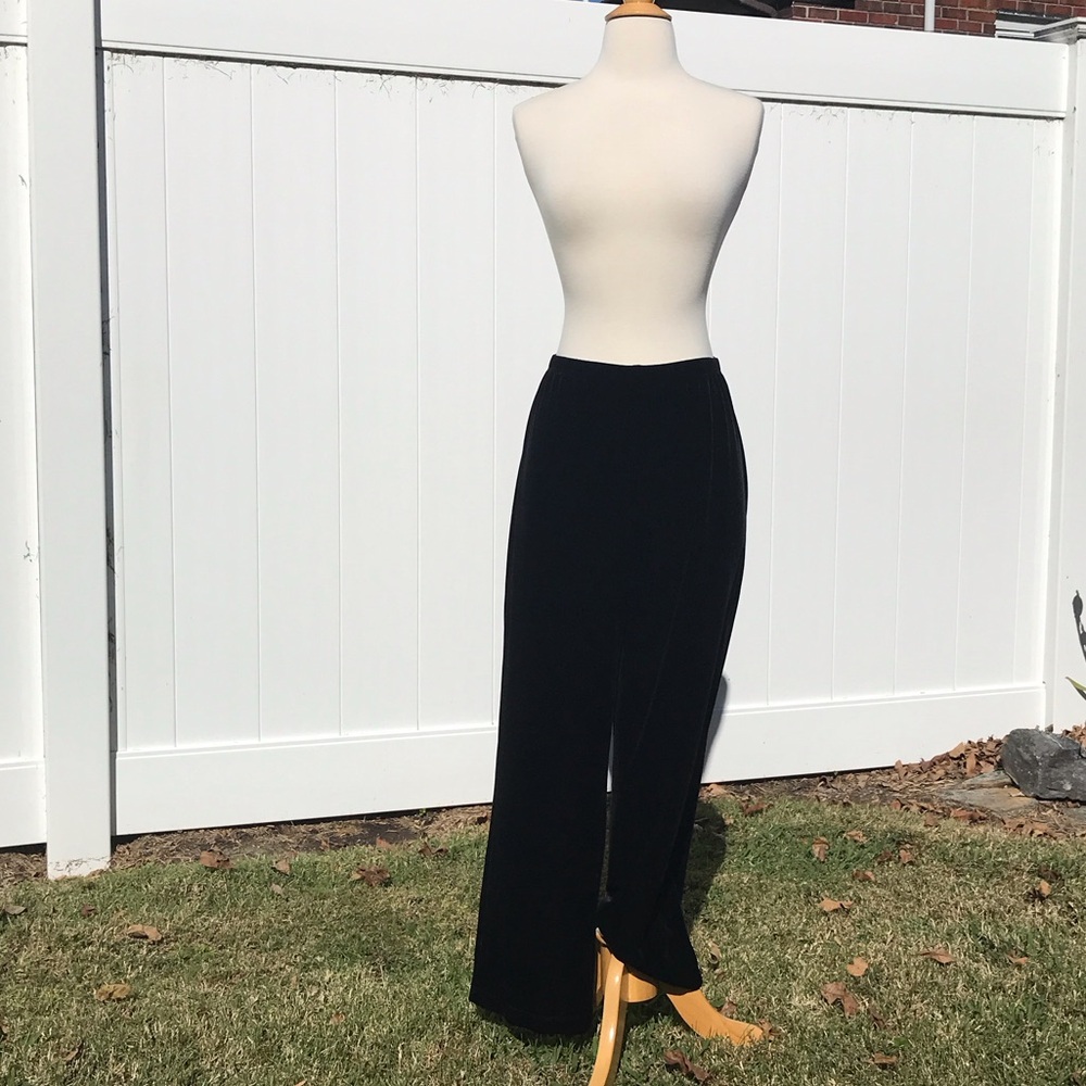 Chico's Black Velour Dress Wide Leg Pull On Pants Size 2 Short (Size 12P or LP)